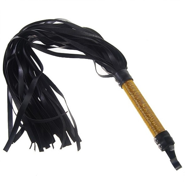 Cheap sale PVC Soft Intimate Nylon Whip with Strap (Gold + Black) online
